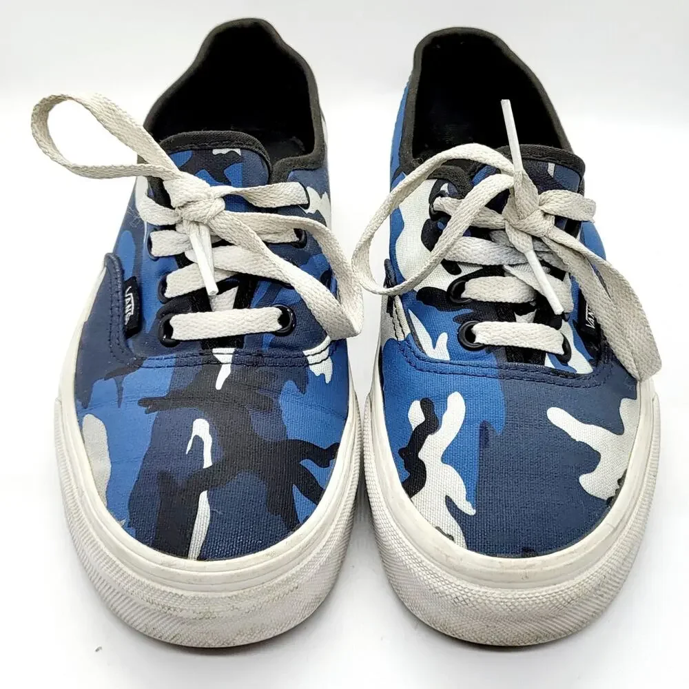Vans Blue Pop Camo Camouflage Low Top Lace Up Sneakers Women’s Size 6.5 Men’s 5